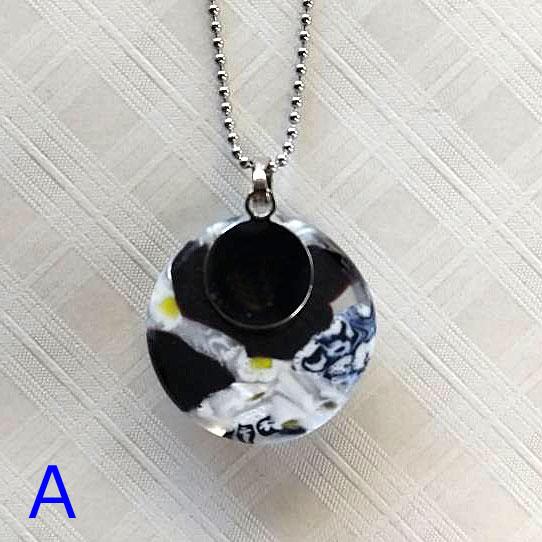 【ベネチアンガラス】モノトーンマーブルペンダント・色柄選択可 | 4枚目