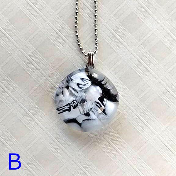 【ベネチアンガラス】モノトーンマーブルペンダント・色柄選択可 | 5枚目