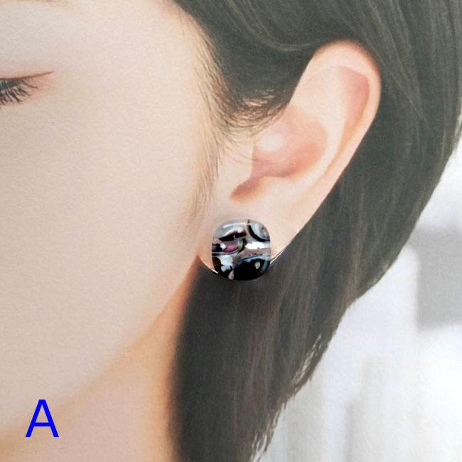 【ベネチアンガラス】モノトーンマーブルイヤリング・色柄選択可 | 6枚目