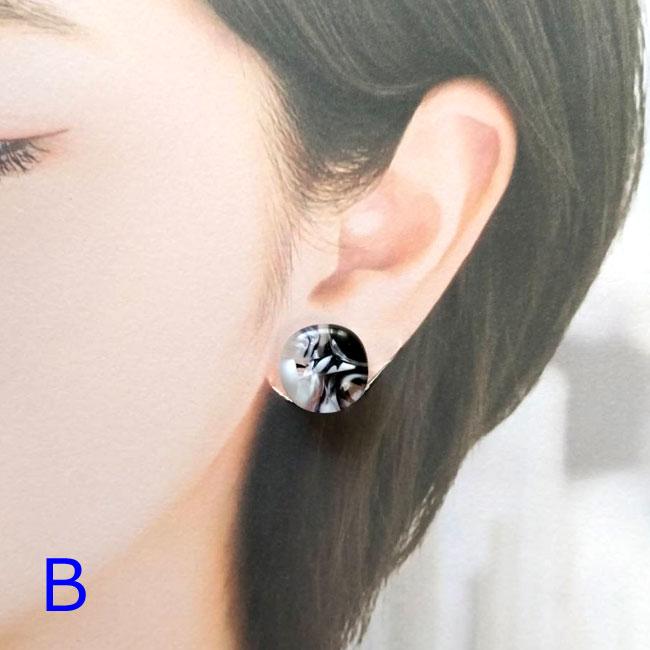 【ベネチアンガラス】モノトーンマーブルイヤリング・色柄選択可 | 7枚目