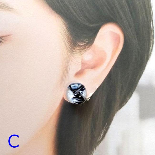 【ベネチアンガラス】モノトーンマーブルイヤリング・色柄選択可 | 8枚目